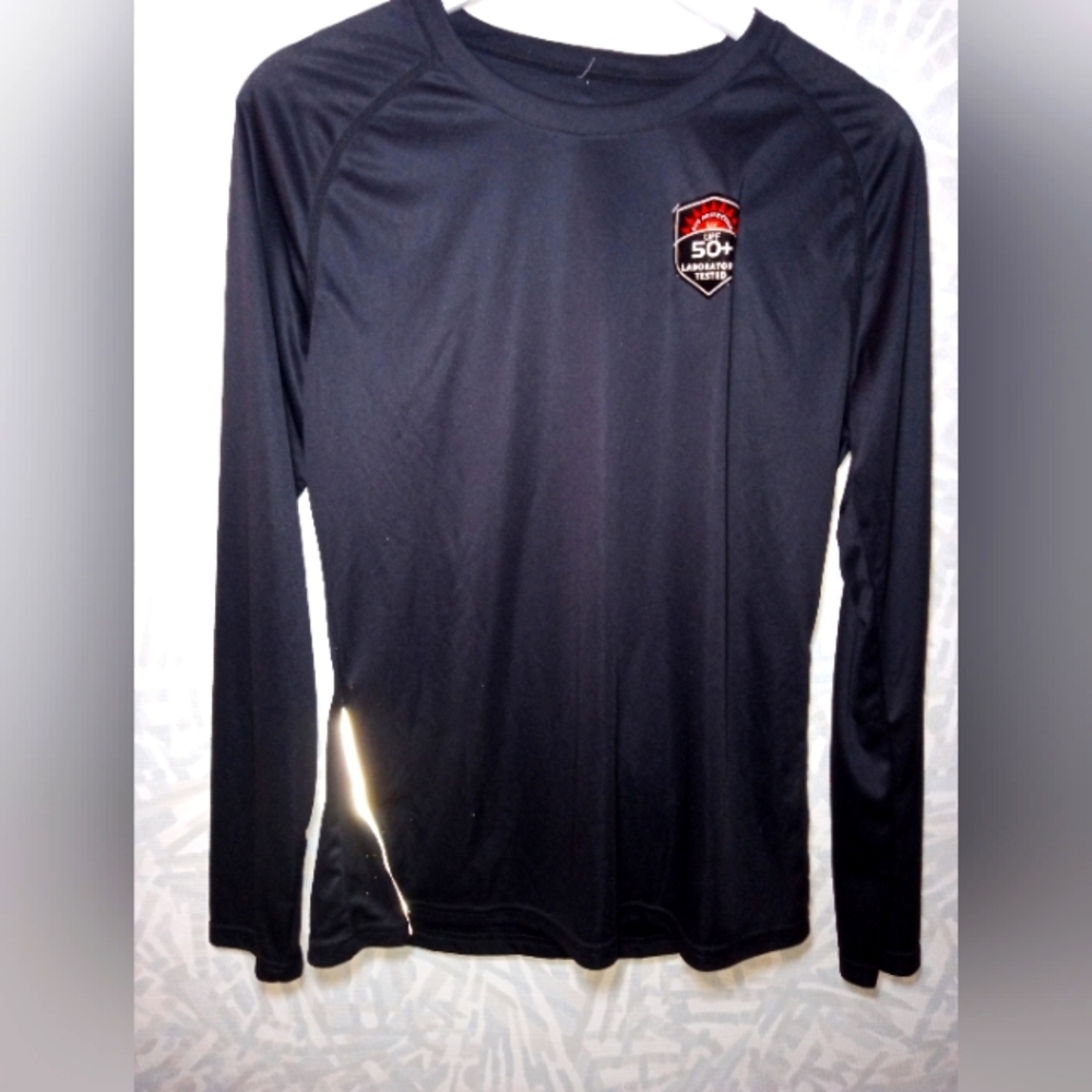 Amazon Black Long Sleeve Sun Protection Tee UPF 50+, Size Small